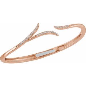 14K Rose 1/4 CTW Natural Diamond Hinged Cuff 7" Bracelet