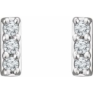 14K White .05 CTW Lab-Grown Diamond Bar Earrings