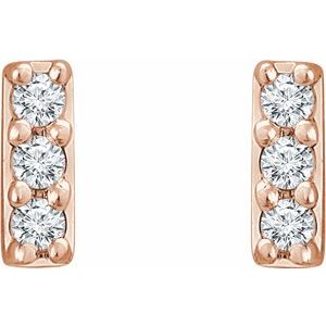 14K Rose .05 CTW Lab-Grown Diamond Bar Earrings