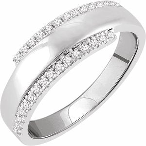 14K White 1/5 CTW Natural Diamond Bypass Ring