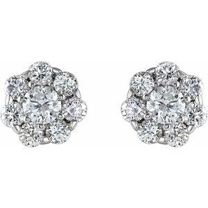 14K White 3/8 CTW Natural Diamond Cluster Earrings 66418:100014:P