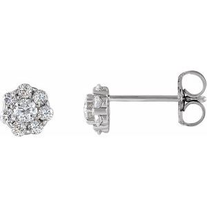 14K White 3/8 CTW Natural Diamond Cluster Earrings 66418:100014:P