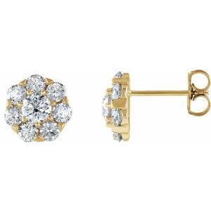 14K Yellow 5/8 CTW Natural Diamond Cluster Earrings