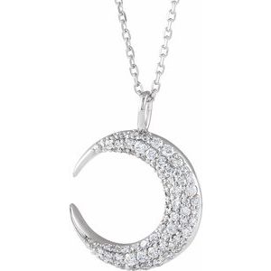 Platinum 1/3 CTW Natural Diamond Crescent Moon 16-18" Necklace