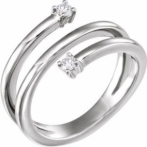 14K White 1/8 CTW Natural Diamond Bypass Ring