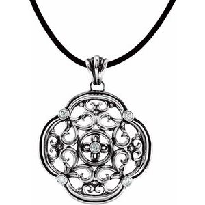 Sterling Silver 3/8 CTW Natural Diamond Filigree 18" Necklace