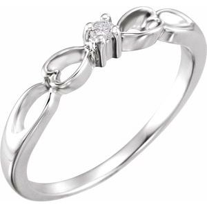 14K White .03 CT Natural Diamond Heart Ring