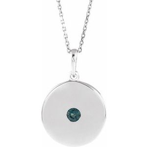 Sterling Silver Lab-Grown Alexandrite Disc 16-18" Necklace