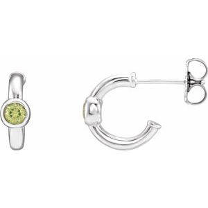 Sterling Silver Natural Peridot Huggie Hoop Earrings