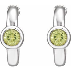 Sterling Silver Natural Peridot Huggie Hoop Earrings