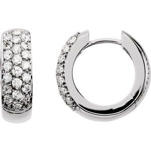 14K White 7/8 CTW Lab-Grown Diamond Hoop Earrings