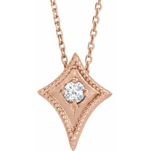 14K Rose 1/10 CTW Natural Diamond Kite 16-18" Necklace