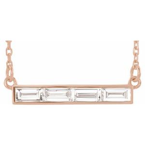 14K Rose 1/2 CTW Natural Diamond Bar 17" Necklace