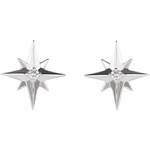 Sterling Silver .03 CTW Natural Diamond Star Earrings