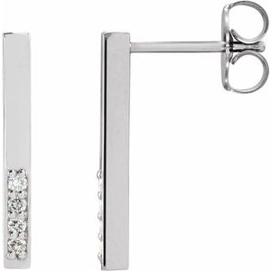 Sterling Silver .07 CTW Natural Diamond Bar Earrings