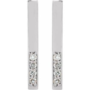 Sterling Silver .07 CTW Natural Diamond Bar Earrings