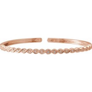 14K Rose 1/6 CTW Natural Diamond Stackable Bangle 7" Bracelet