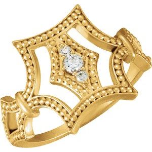 14K Yellow .08 CTW Diamond Granulated Ring