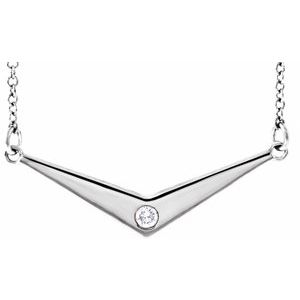 Sterling Silver .03 CTW Natural Diamond "V" 18" Necklace