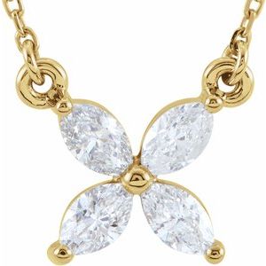 14K Yellow 1/2 CTW Natural Diamond Floral-Inspired 16" Necklace