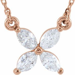 14K Rose 1/2 CTW Natural Diamond Floral-Inspired 16" Necklace