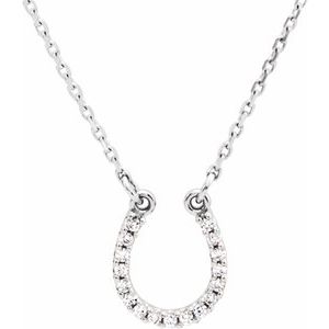 14K Rose .07 CTW Natural Diamond Horseshoe 16" Necklace