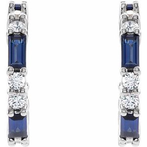 14K White Natural Blue Sapphire & 1/2 CTW Natural Diamond Earrings 86789:605:P