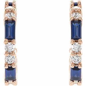 14K Rose Natural Blue Sapphire & 1/2 CTW Natural Diamond Earrings 86789:607:P