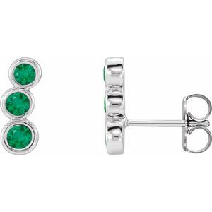 14K White Natural Emerald Ear Climbers 86701:625:P