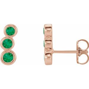 14K Rose Natural Emerald Ear Climbers 86701:627:P