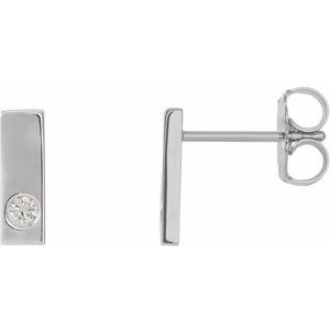 14K White .03 CTW Natural Diamond Bar Earring