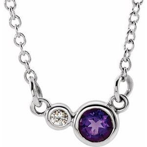 Sterling Silver Natural Amethyst & .02 CTW Natural Diamond 16" Necklace