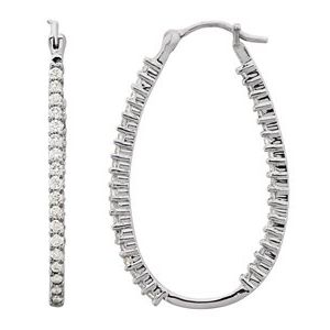 Platinum 1/2 CTW Natural Diamond Inside-Outside Hoop Earrings