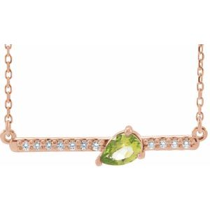 14K Rose Natural Peridot & 1/8 CTW Natural Diamond 18" Necklace 86812:732:P