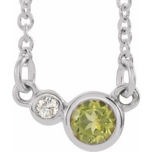 Sterling Silver Natural Peridot & .02 CTW Natural Diamond 16" Necklace