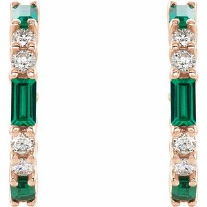 14K Rose Natural Emerald & 1/2 CTW Natural Diamond Earrings 86789:638:P