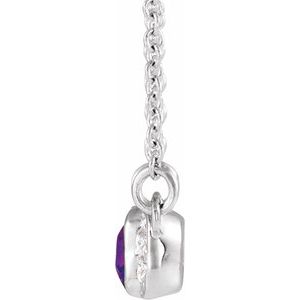 Sterling Silver Natural Amethyst & .02 CTW Natural Diamond Bar 16" Necklace