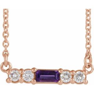 14K Rose Natural Amethyst & 1/8 CTW Natural Diamond 18" Necklace 86838:692:P