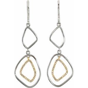 Sterling Silver & 14K Yellow 3/8 CTW Natural Diamond Open Silhouette Earrings