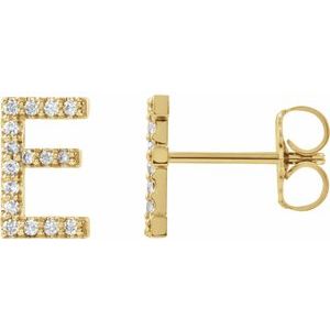 14K Yellow .06 CTW Natural Diamond Initial E Earring