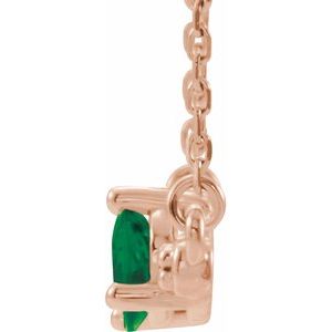 14K Rose Lab-Grown Emerald & 1/8 CTW Natural Diamond 18" Necklace 86812:712:P