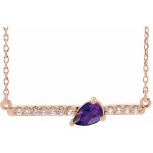 14K Rose Natural Amethyst & 1/8 CTW Natural Diamond 18" Necklace 86812:692:P