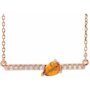 14K Rose Natural Citrine & 1/8 CTW Natural Diamond 18" Necklace 86812:752:P