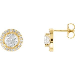 14K Yellow 1 9/10 CTW Natural Diamond Halo-Style Earrings