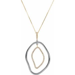 Sterling Silver & 14K Yellow 1/6 CTW Natural Diamond Open Silhouette 18" Necklace