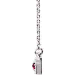 Sterling Silver Natural Pink Tourmaline Three-Stone Bar 16-18" Necklace