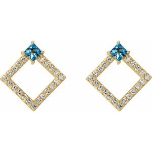 14K White Natural Blue Sapphire & 1/3 CTW Natural Diamond Earrings 86889:6006:P