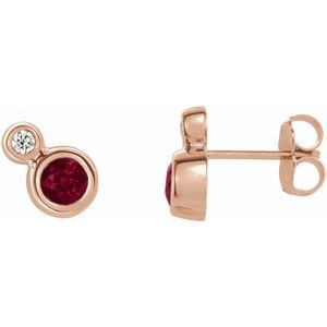 14K Rose 5 mm Natural Ruby & 1/8 CTW Natural Diamond Earrings 86888:6230:P