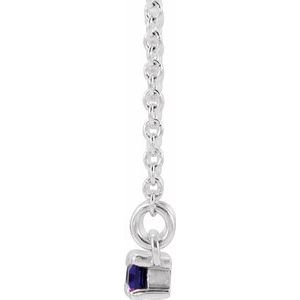 Sterling Silver Natural Amethyst & 1/6 CTW Natural Diamond Bar 16-18" Necklace