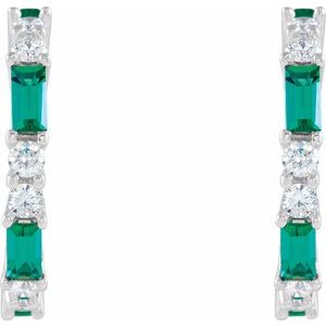 14K White Natural Emerald & 1/2 CTW Natural Diamond Earrings 86789:636:P